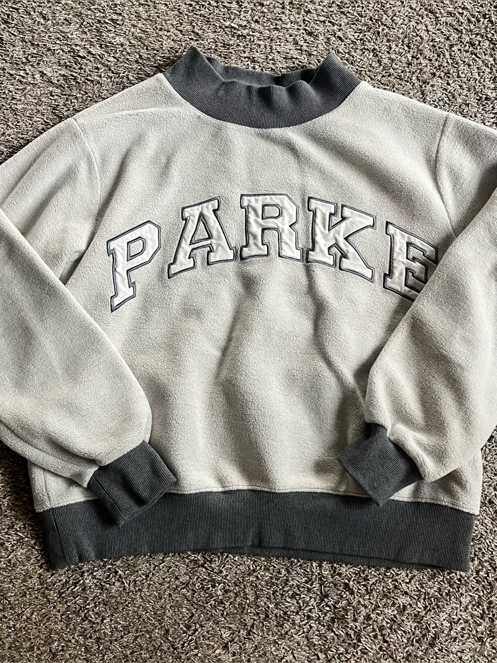 Parke Inside Out Mockneck Pullover Sweatshirt Gray Fleece Small Medium